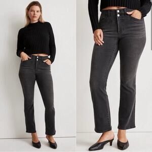 Madewell Blackish Grey cropped Kick Flare Jeans